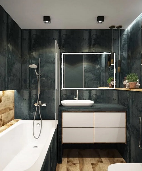 Salle de bain design avec baignoire et douche